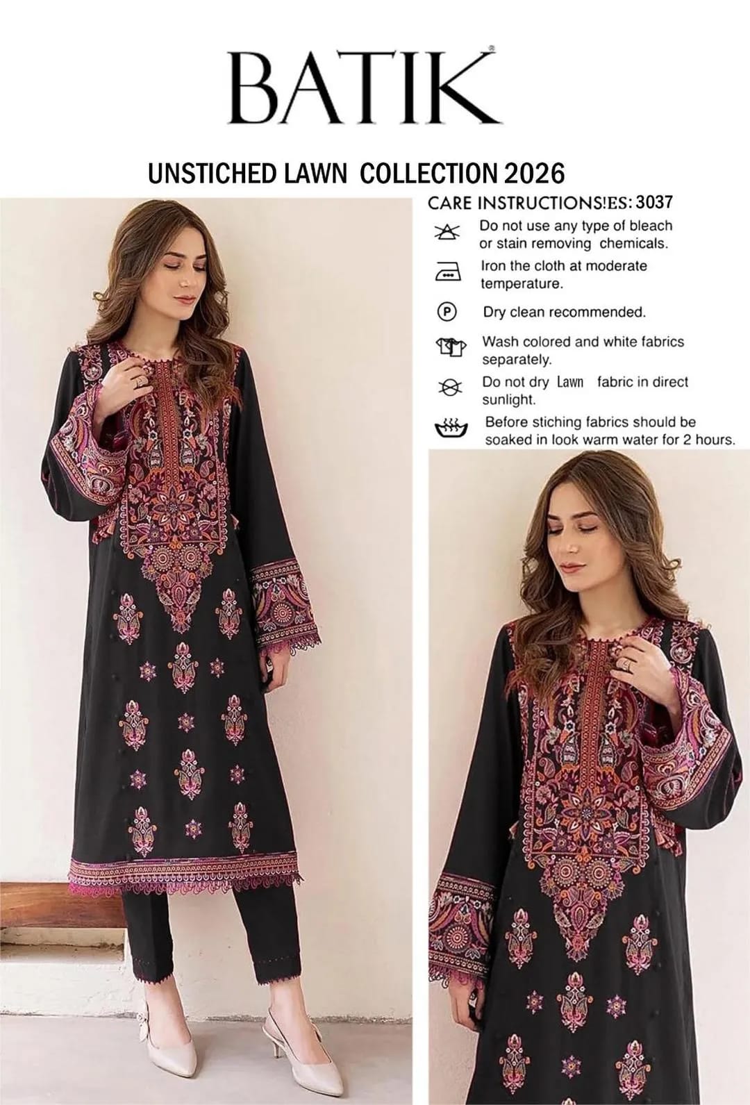 2 Pcs Women's Unstitched Embroidered Suit