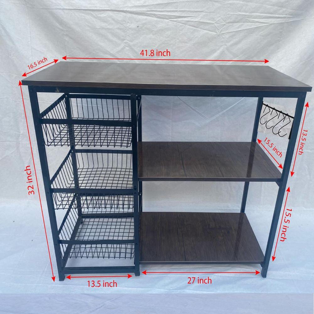 : 3 Layer Kitchen Rack Black White Iron