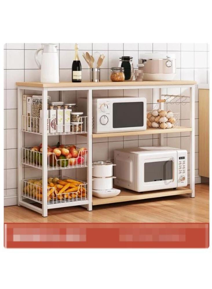 : 3 Layer Kitchen Rack Black White Iron